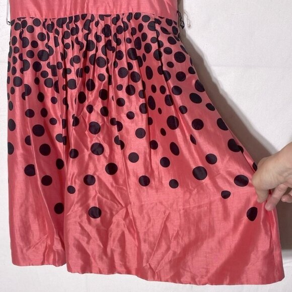 Vintage Kay Unger Pink Coral Polka Dots Midi Dress 8 - Picture 8 of 14